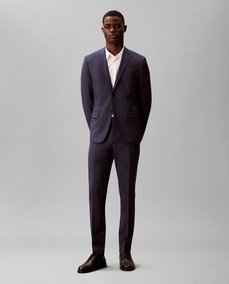 Blazer Justo aos Micro Quadrados Azul-3
