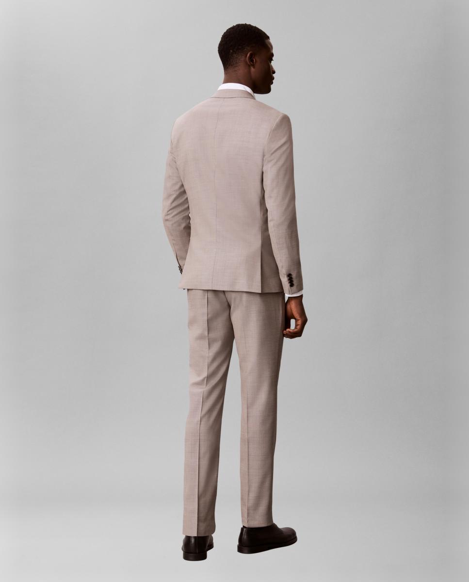 Blazer Slim com Micro Estrutura Barleycorn Bege-5