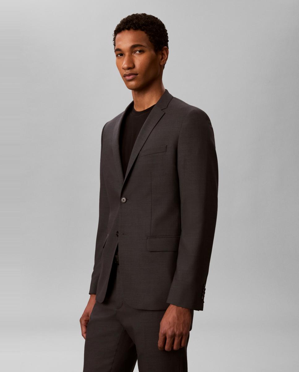 Blazer Slim com Micro Estrutura Barleycorn Cinzento-escuro-3
