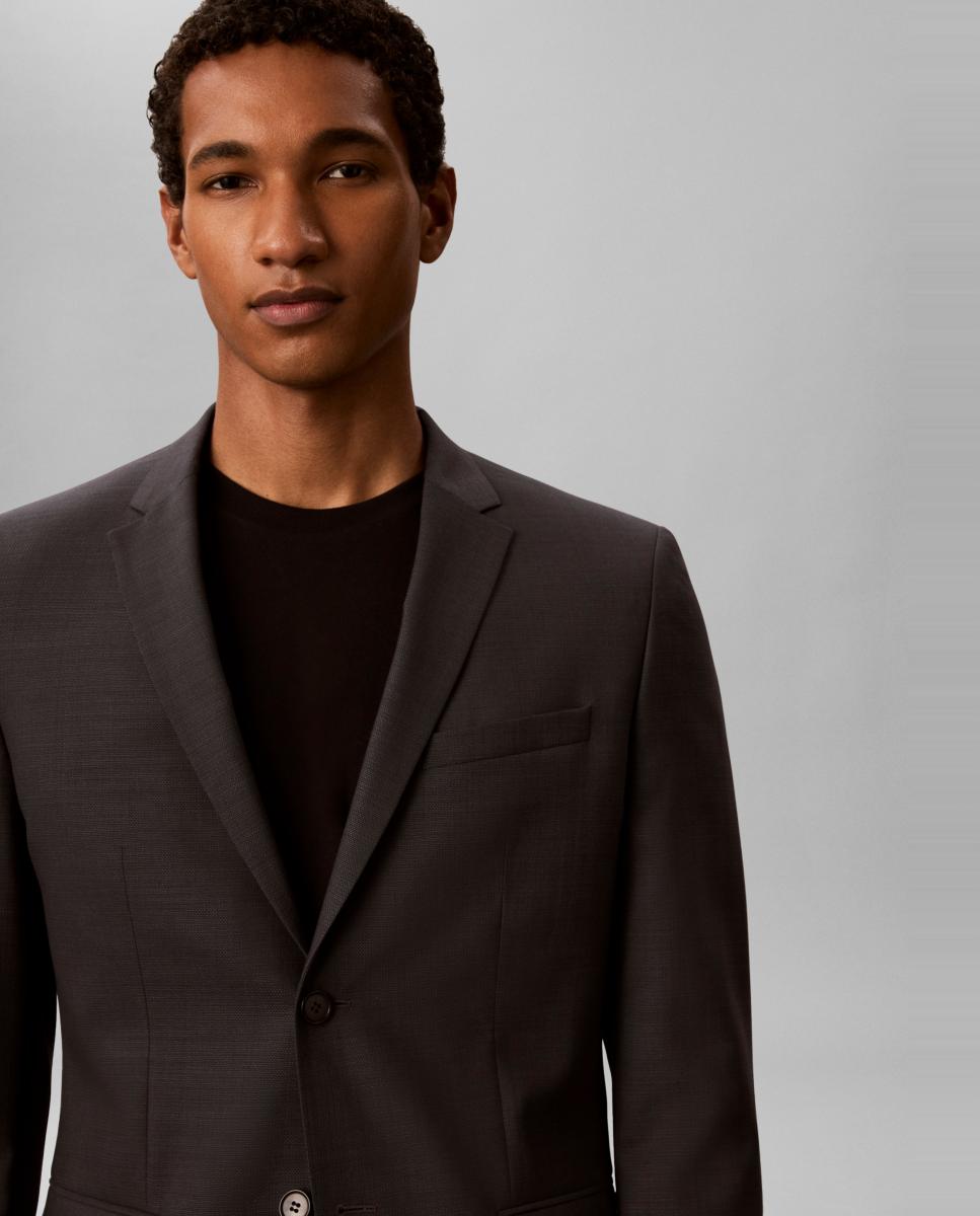 Blazer Slim com Micro Estrutura Barleycorn Cinzento-escuro-4