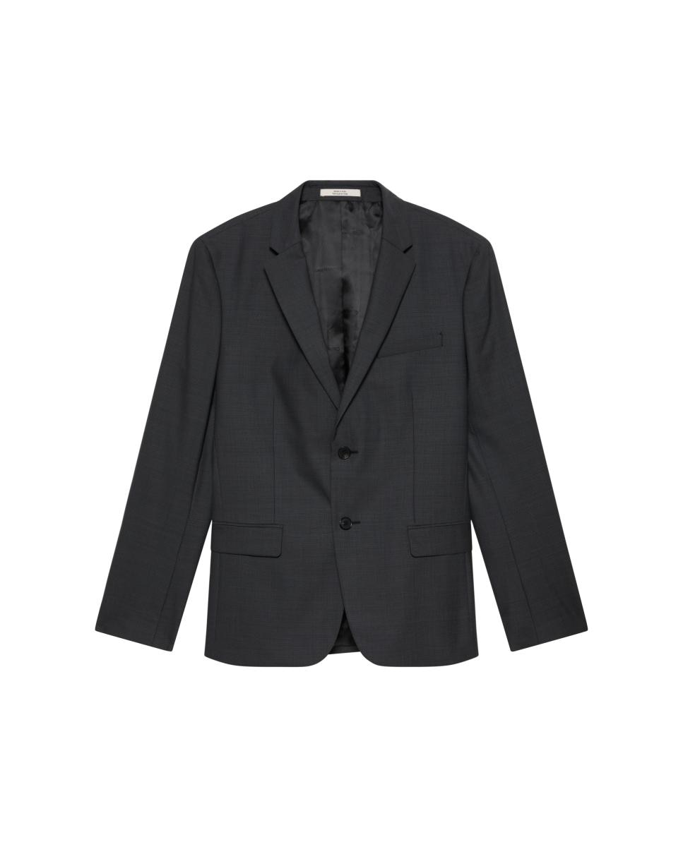 Blazer Slim com Micro Estrutura Barleycorn Cinzento-escuro-5
