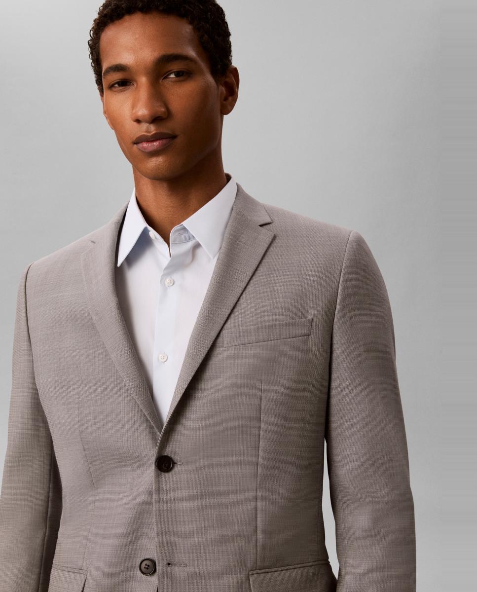 Blazer Slim com Micro Estrutura Barleycorn Cinzento-claro-3