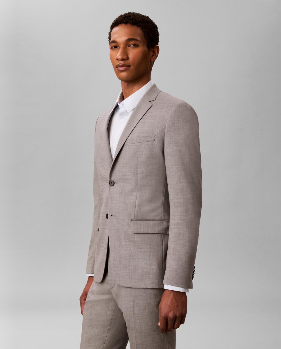 Blazer Slim com Micro Estrutura Barleycorn Cinzento-claro-4