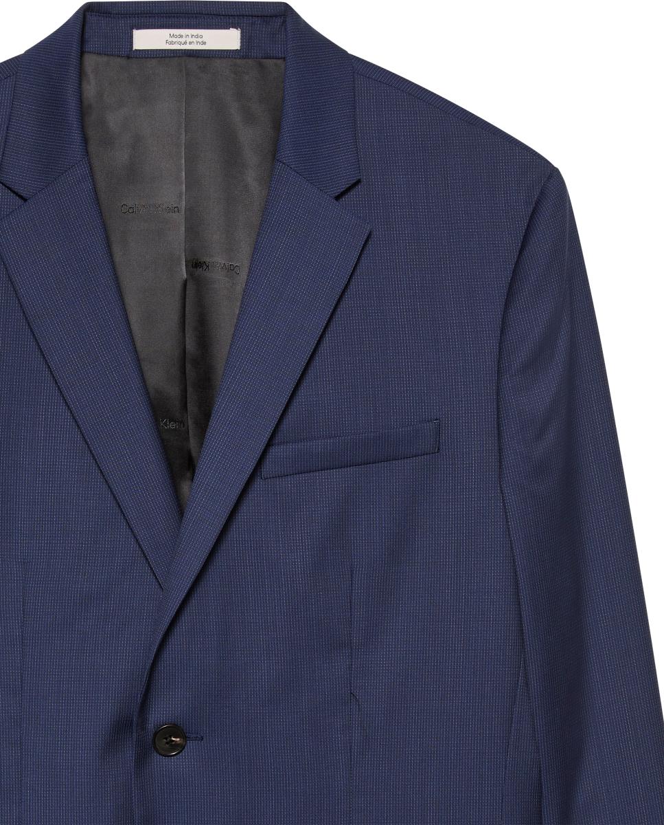 Blazer Slim com Micro Desenho Broken Grid Azul-3