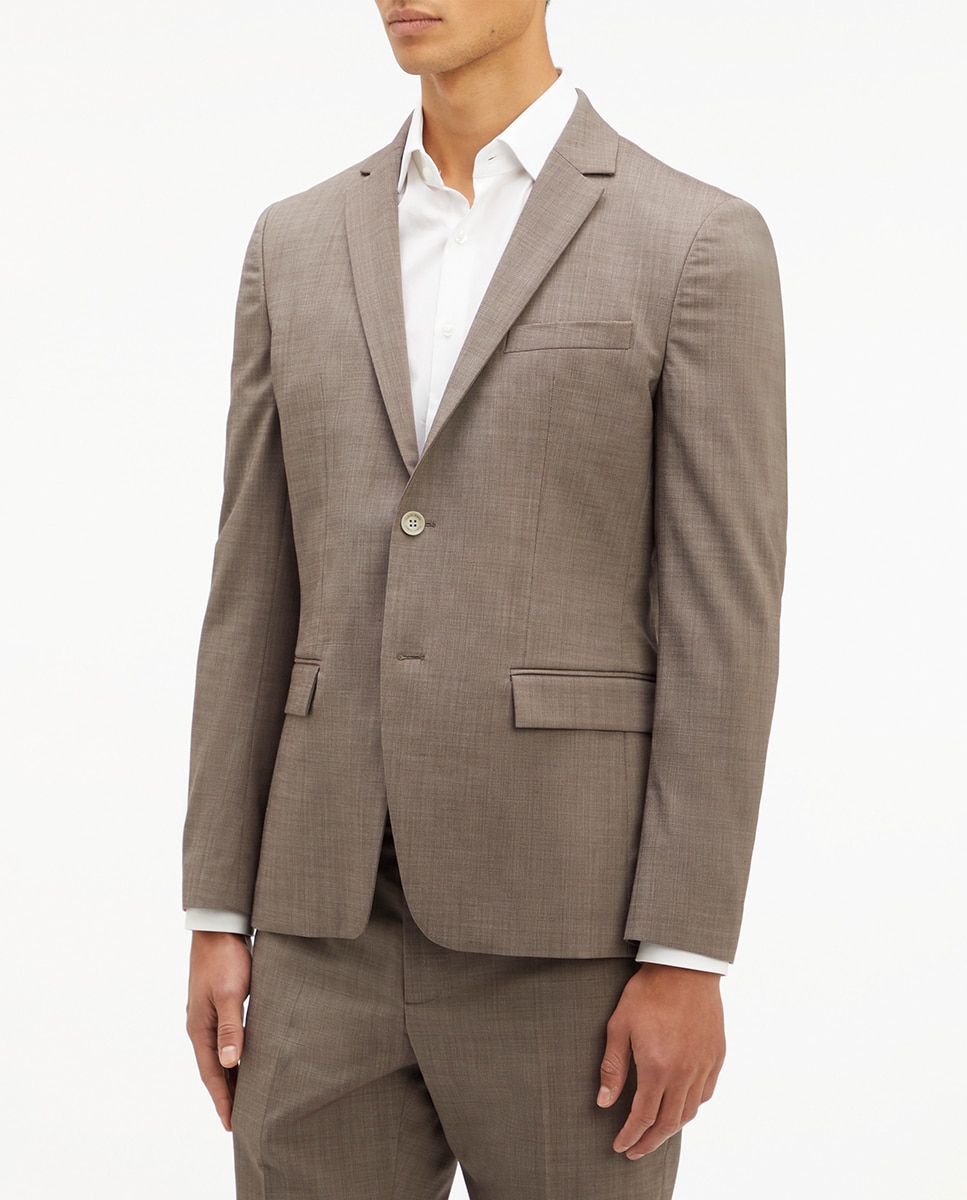 Blazer de Lã Slim Fit Castanho-claro-1