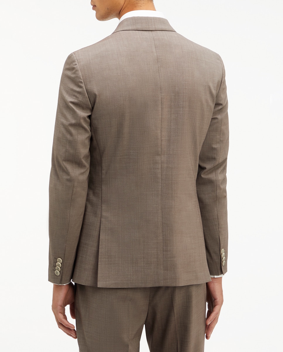 Blazer de Lã Slim Fit Castanho-claro-2