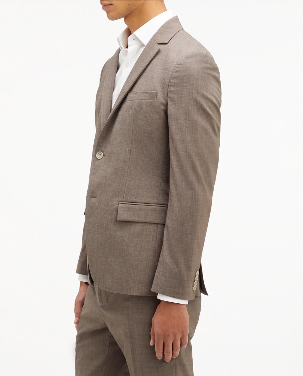 Blazer de Lã Slim Fit Castanho-claro-3