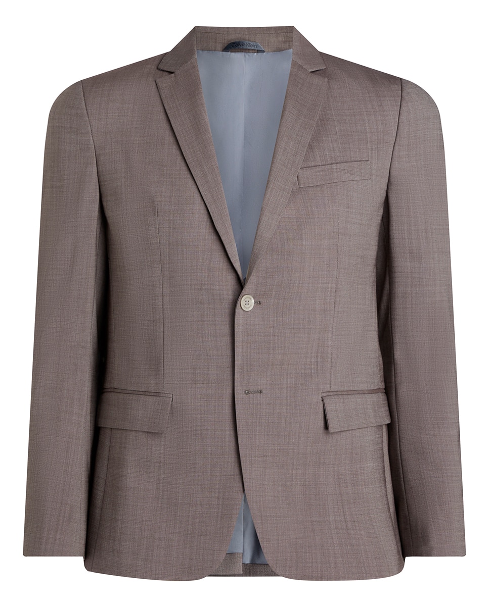 Blazer de Lã Slim Fit Castanho-claro-5