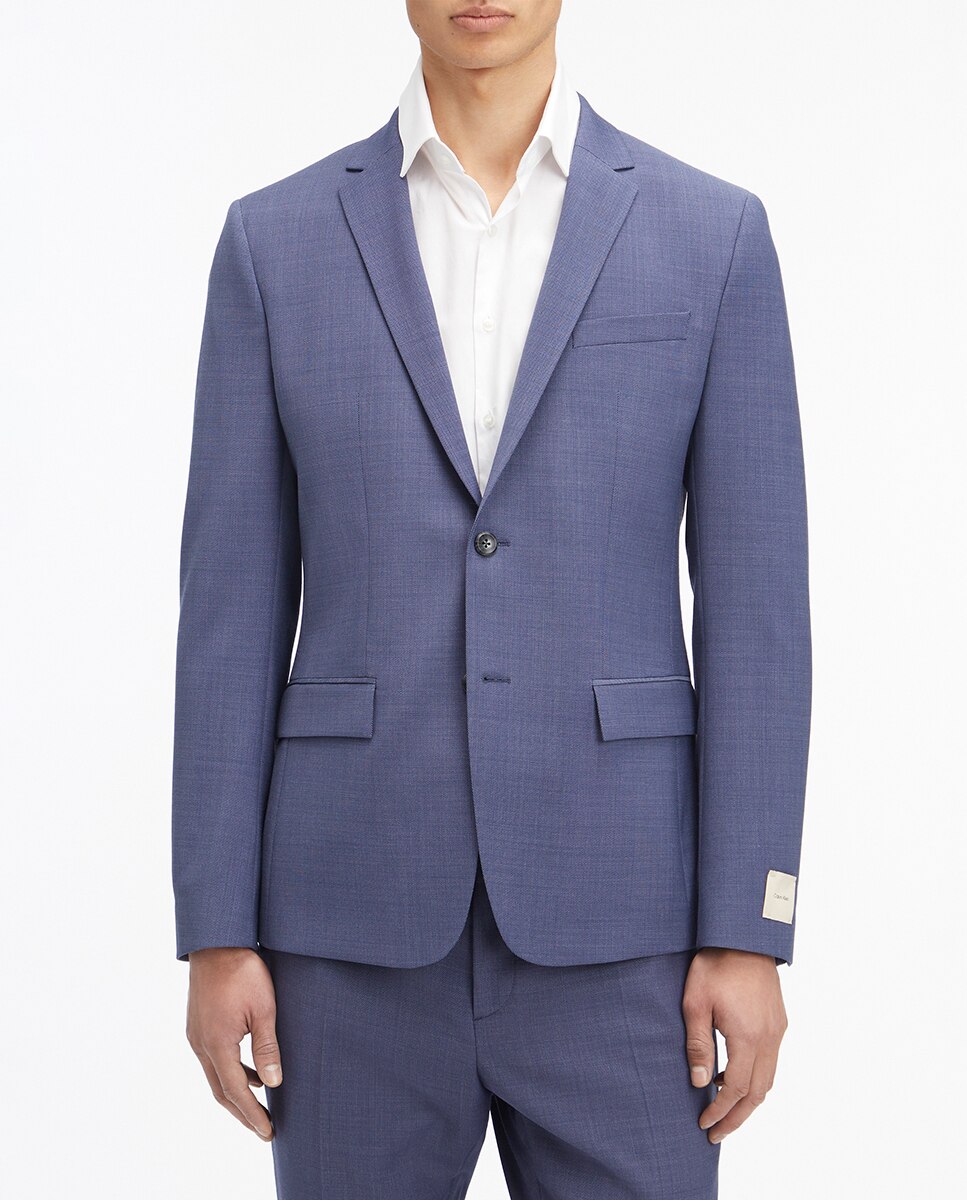 Blazer de Lã Slim Fit Azul-1