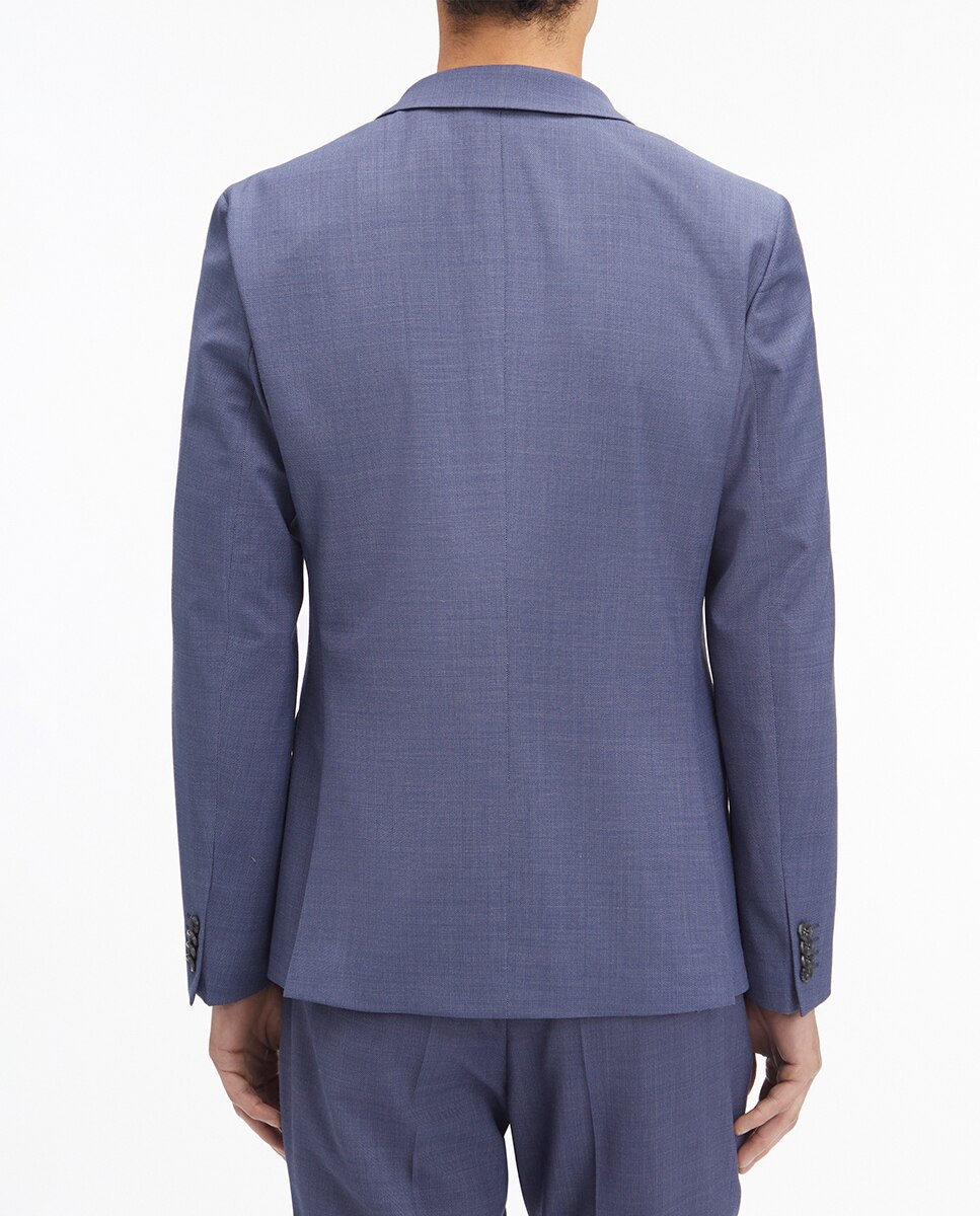 Blazer de Lã Slim Fit Azul-2