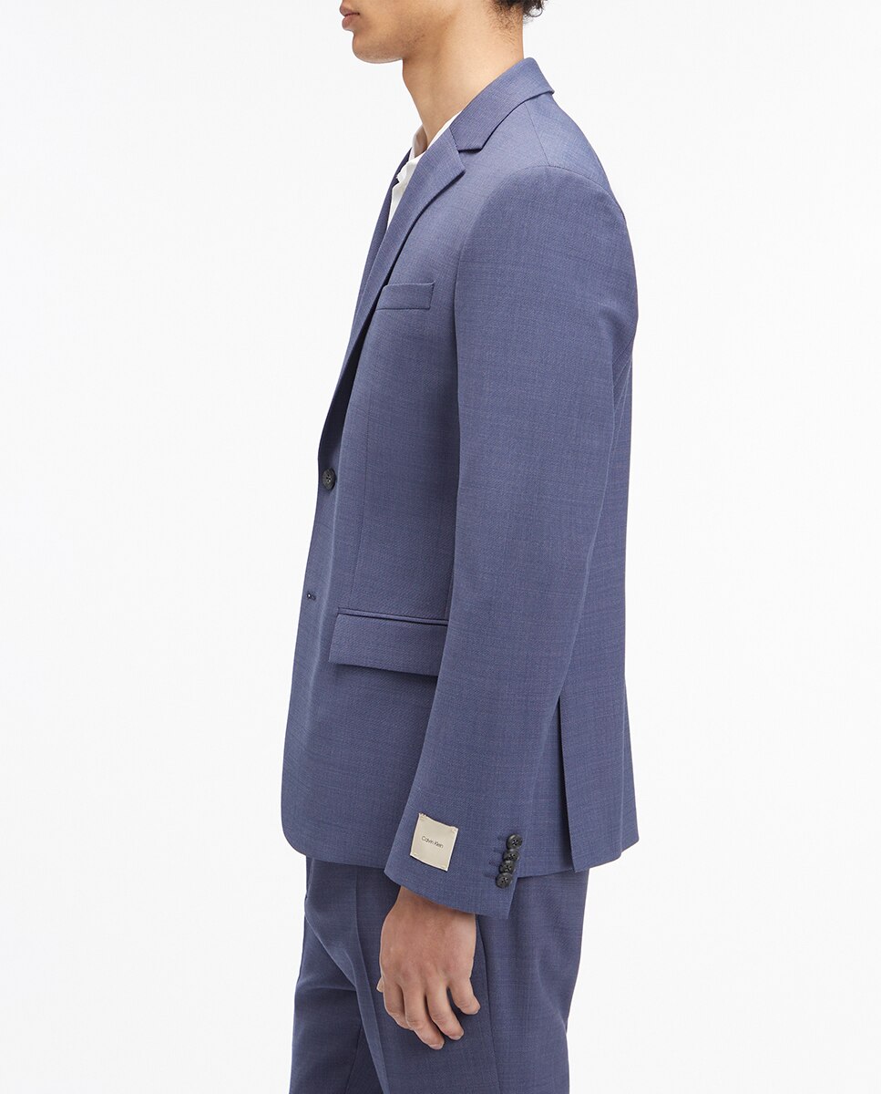 Blazer de Lã Slim Fit Azul-3
