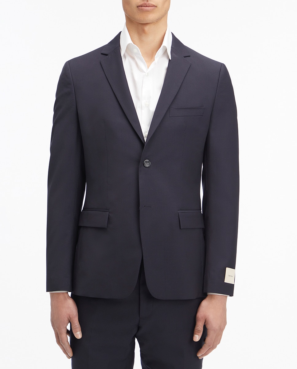 Blazer de Lã às Bolinhas Azul-marinho-1