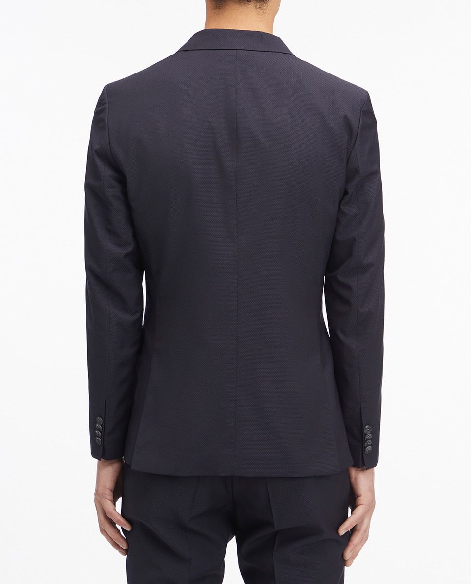 Blazer de Lã às Bolinhas Azul-marinho-2
