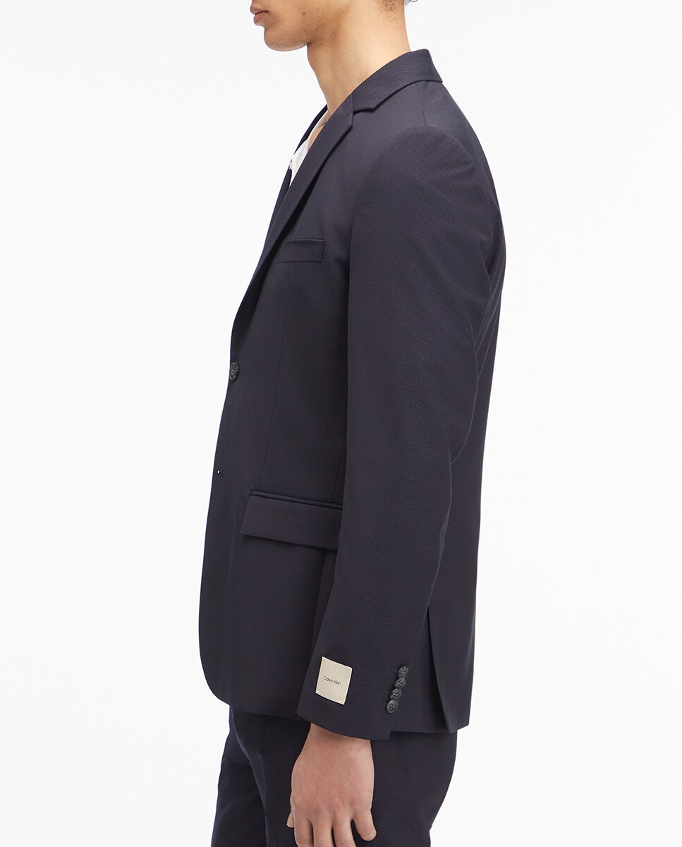 Blazer de Lã às Bolinhas Azul-marinho-3