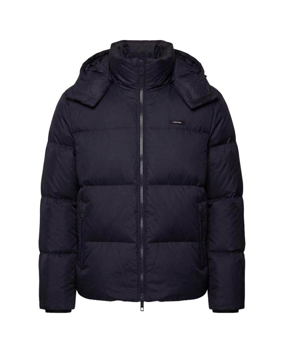 Sobretudo Puffer com Capuz Desmontável Azul-marinho-5