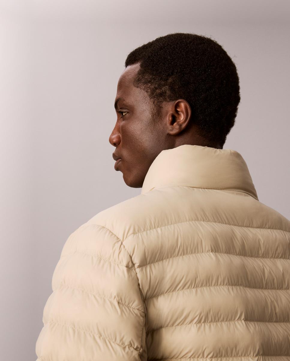 Casaco Puffer Acolchoado com Gola à Padre Taupe-5