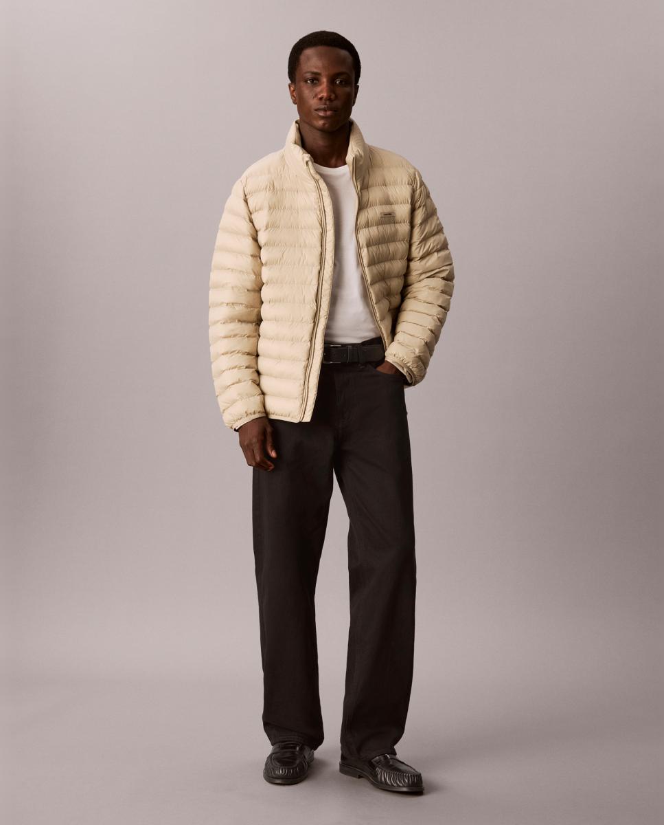 Casaco Puffer Acolchoado com Gola à Padre Taupe-6