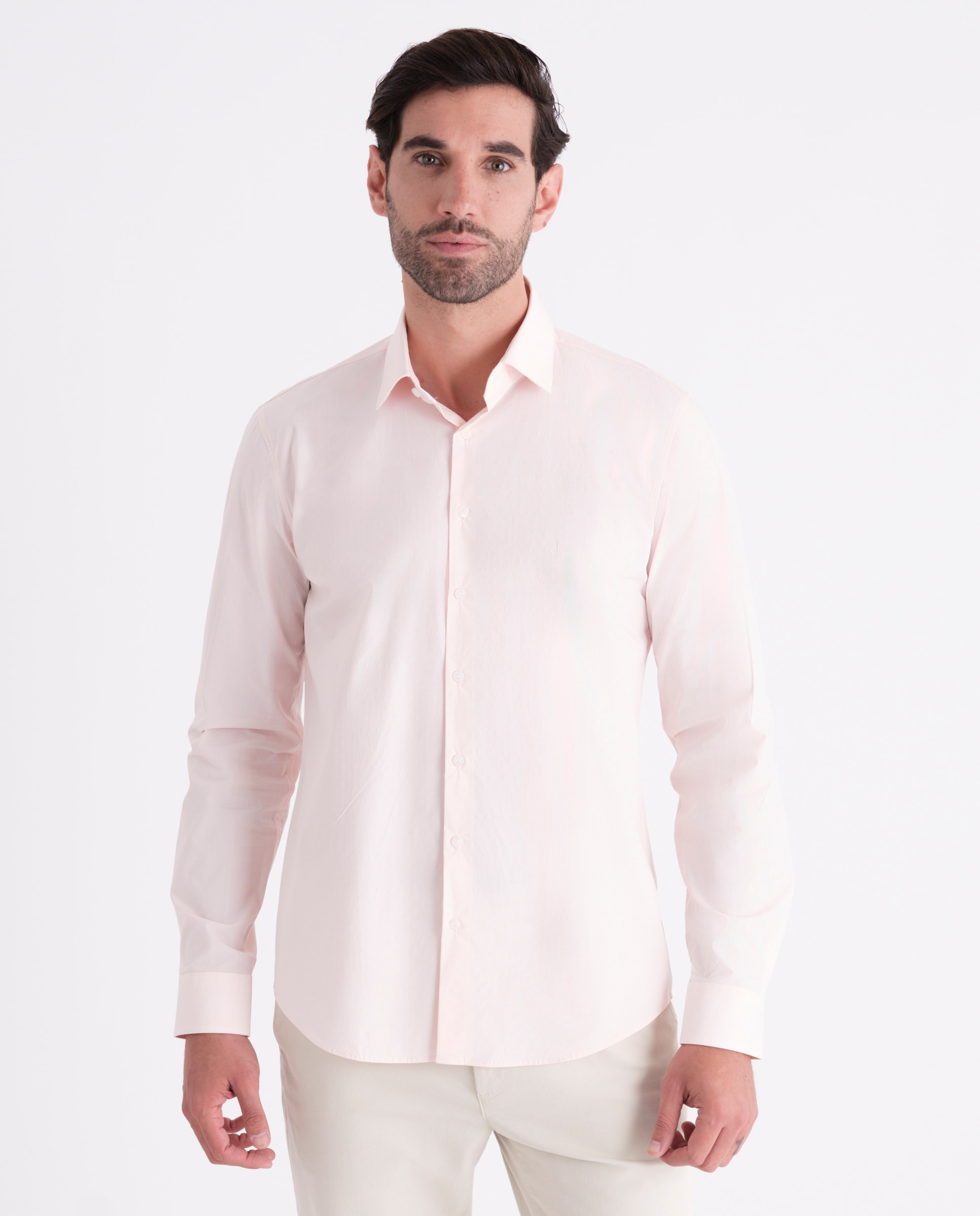Camisa Formal com Dobby Rosa-1
