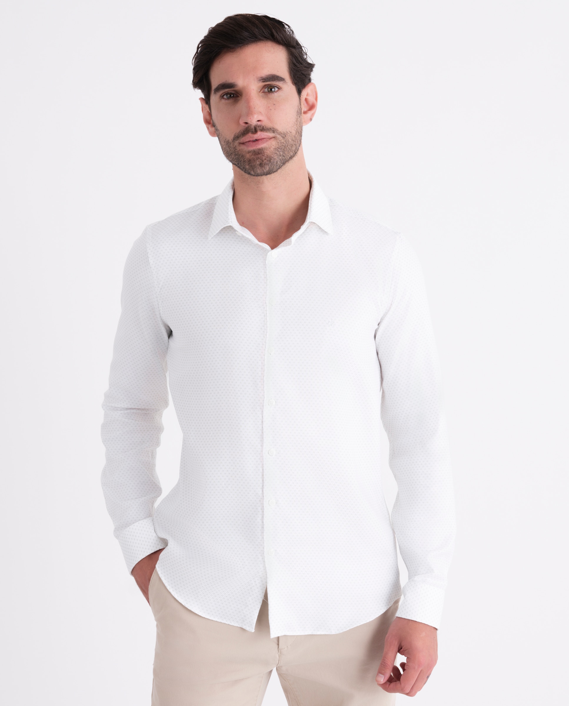Camisa Formal Fácil de Engomar Branco-1
