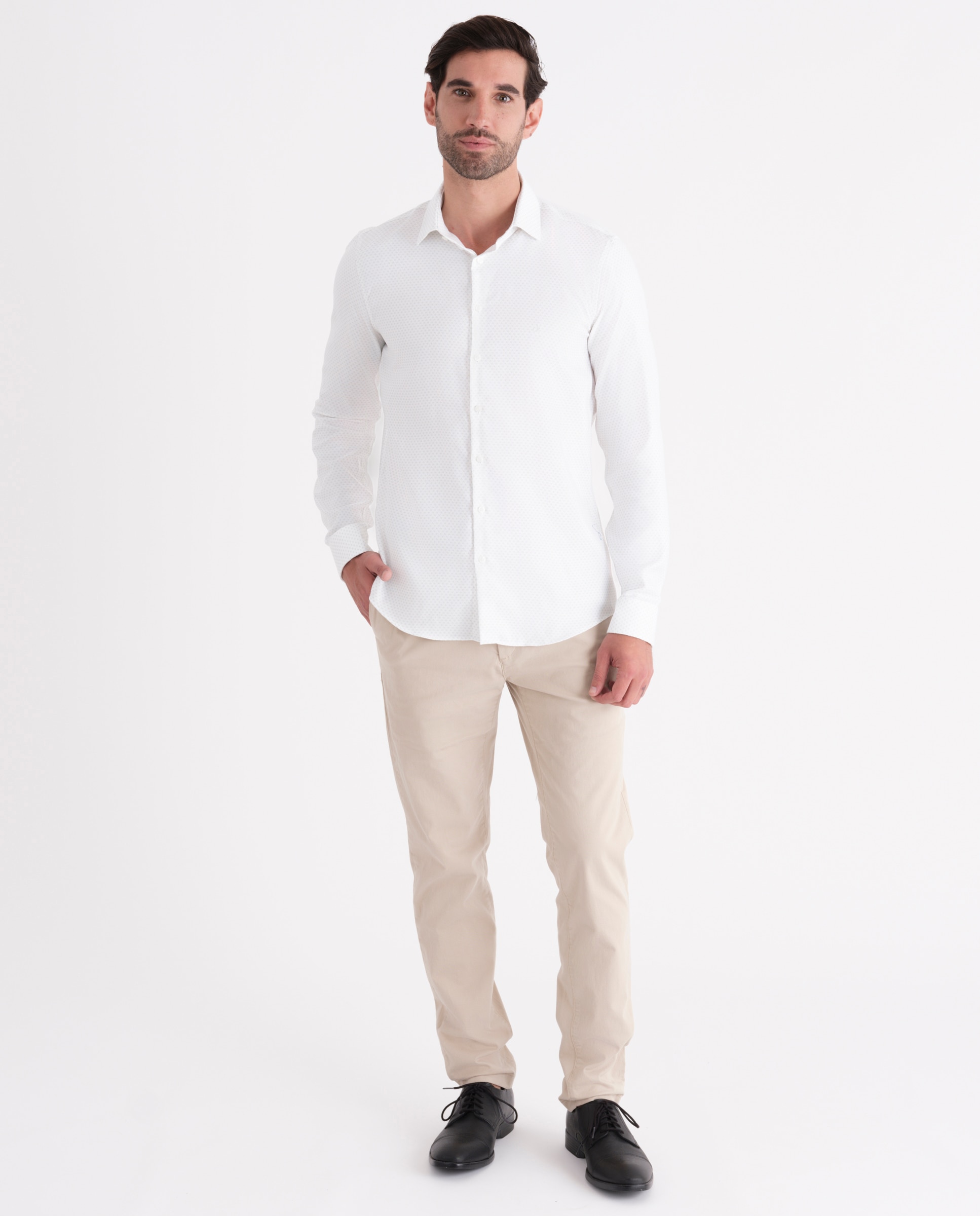 Camisa Formal Fácil de Engomar Branco-4