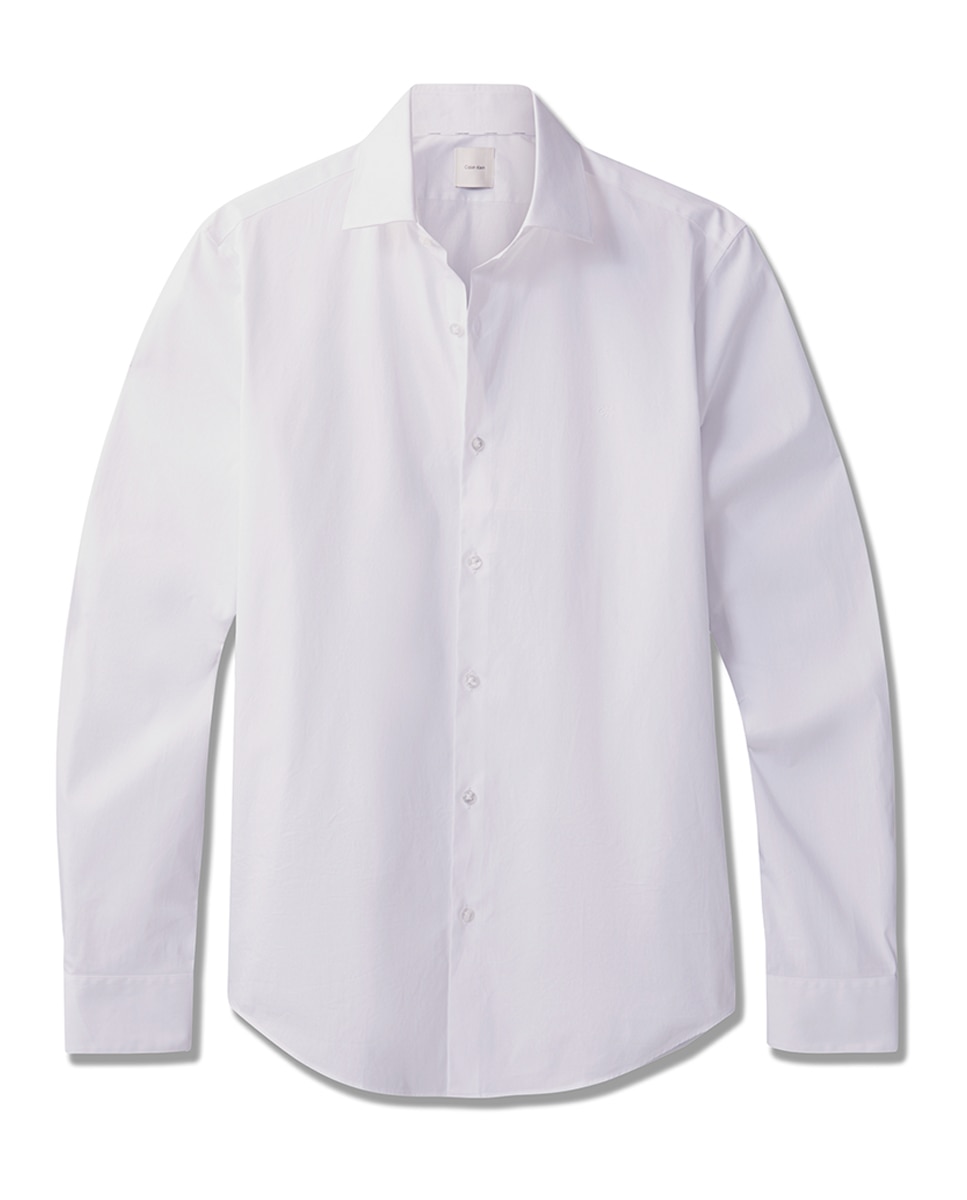 Camisa Clássica Slim Fit de Popelina Branco-6