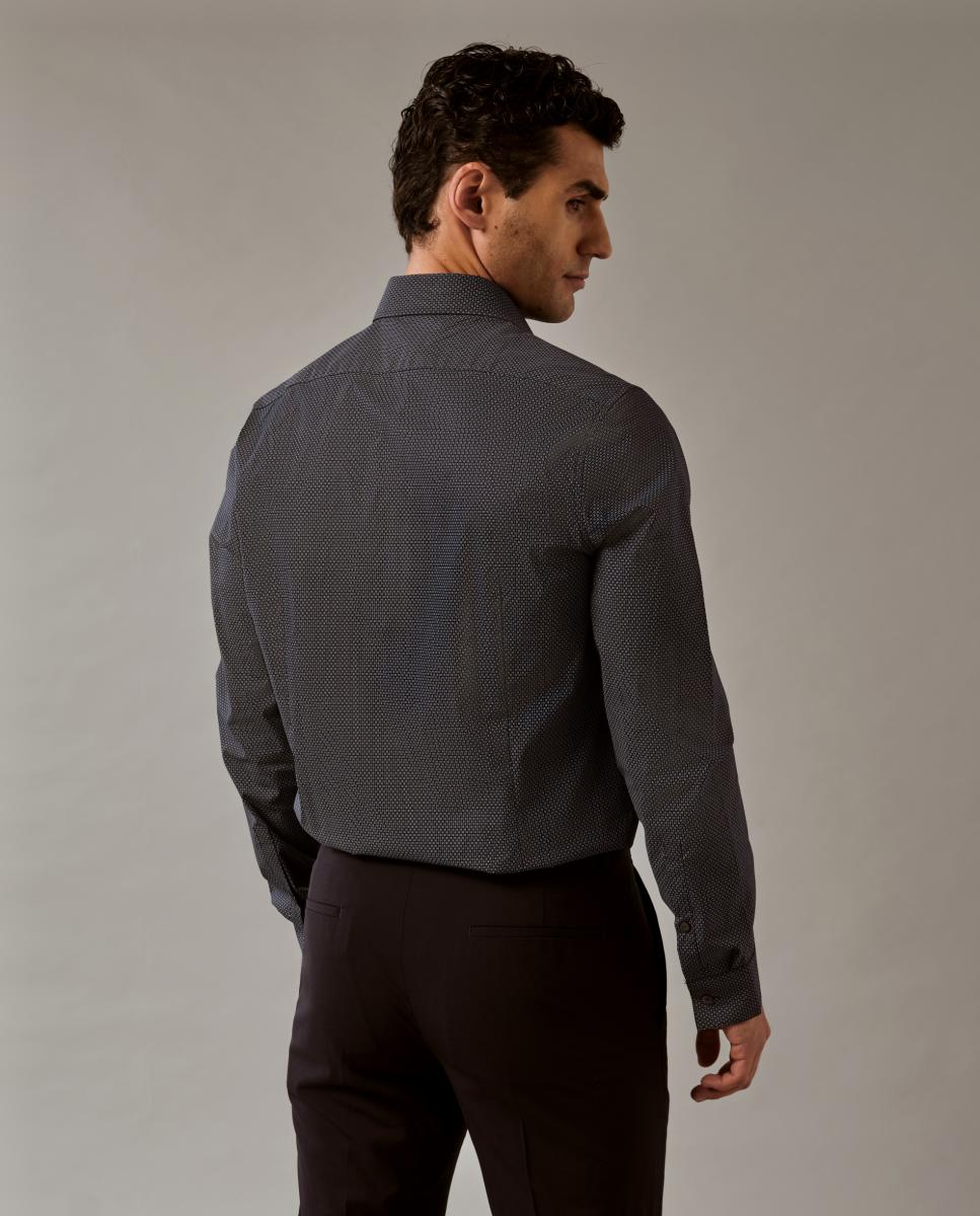 Camisa de Popelina Estampada Azul-2