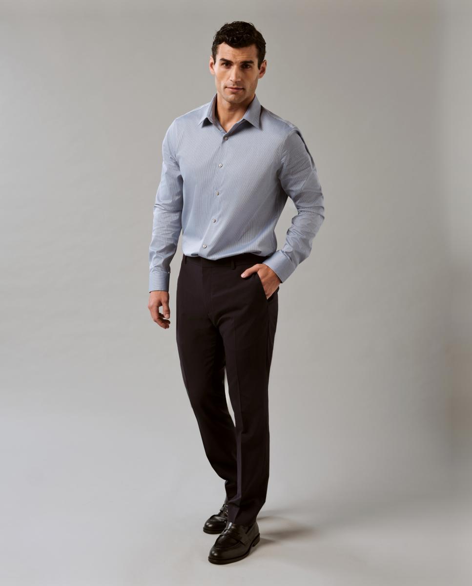 Camisa Non Iron Estampada Azul-3