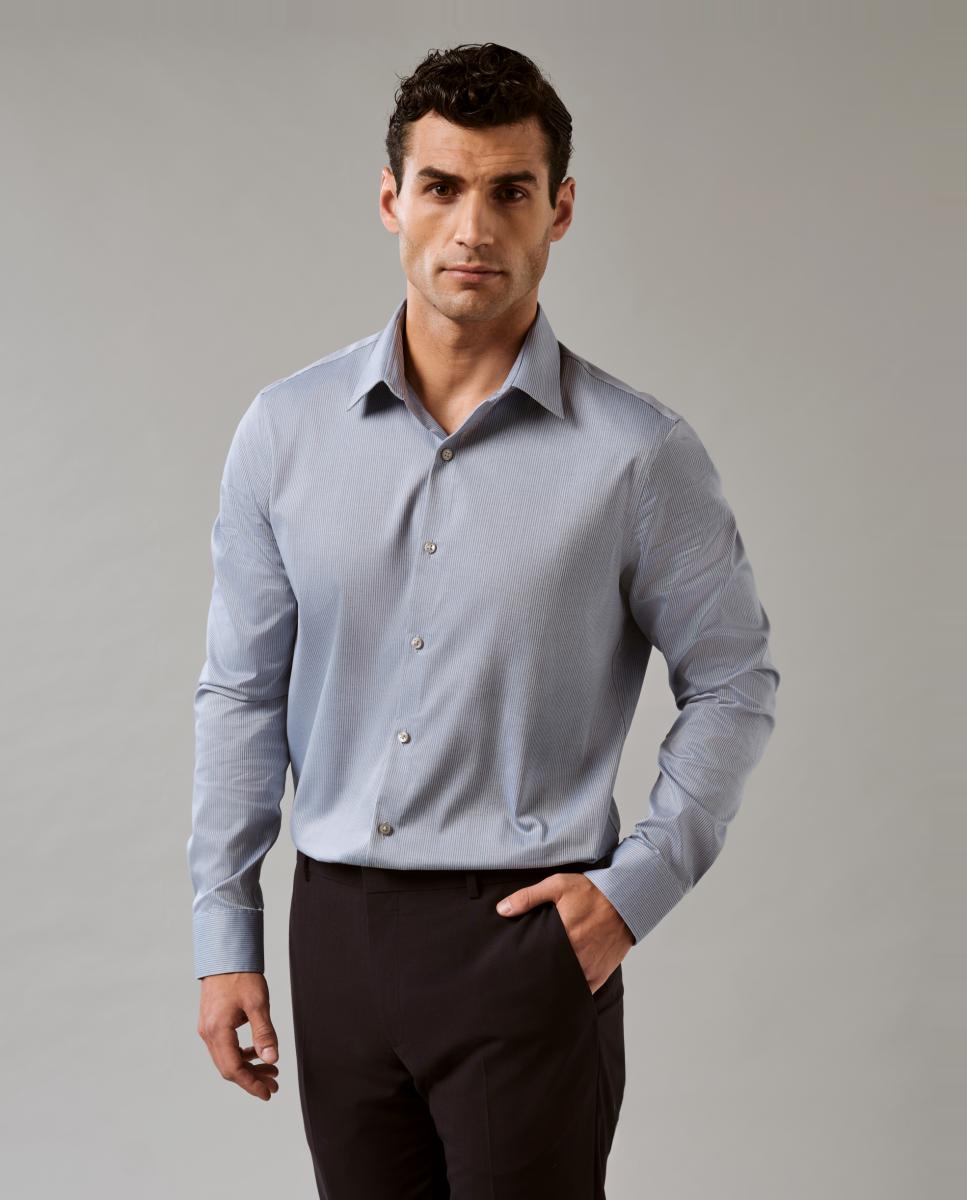 Camisa Non Iron Estampada Azul-5