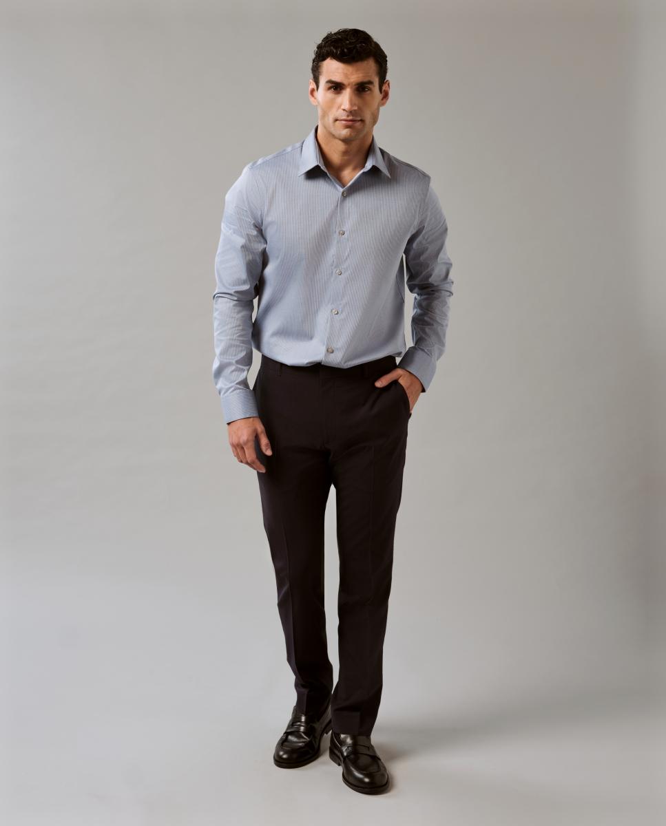 Camisa Non Iron Estampada Azul-7