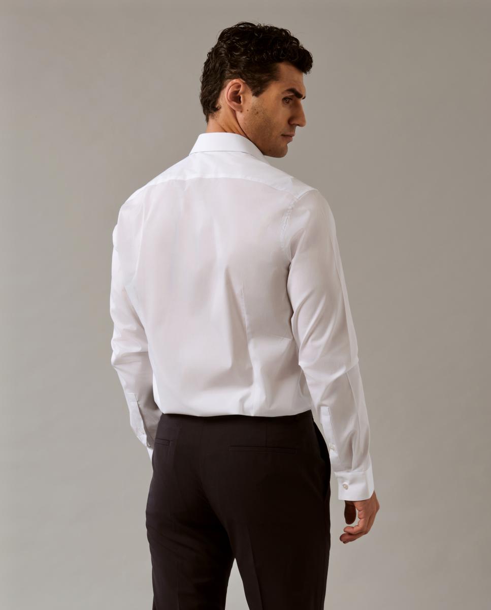 Camisa Clássica de Popelina Slim Lisa Branco-2