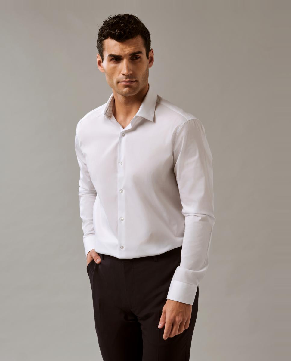 Camisa Clássica de Popelina Slim Lisa Branco-3