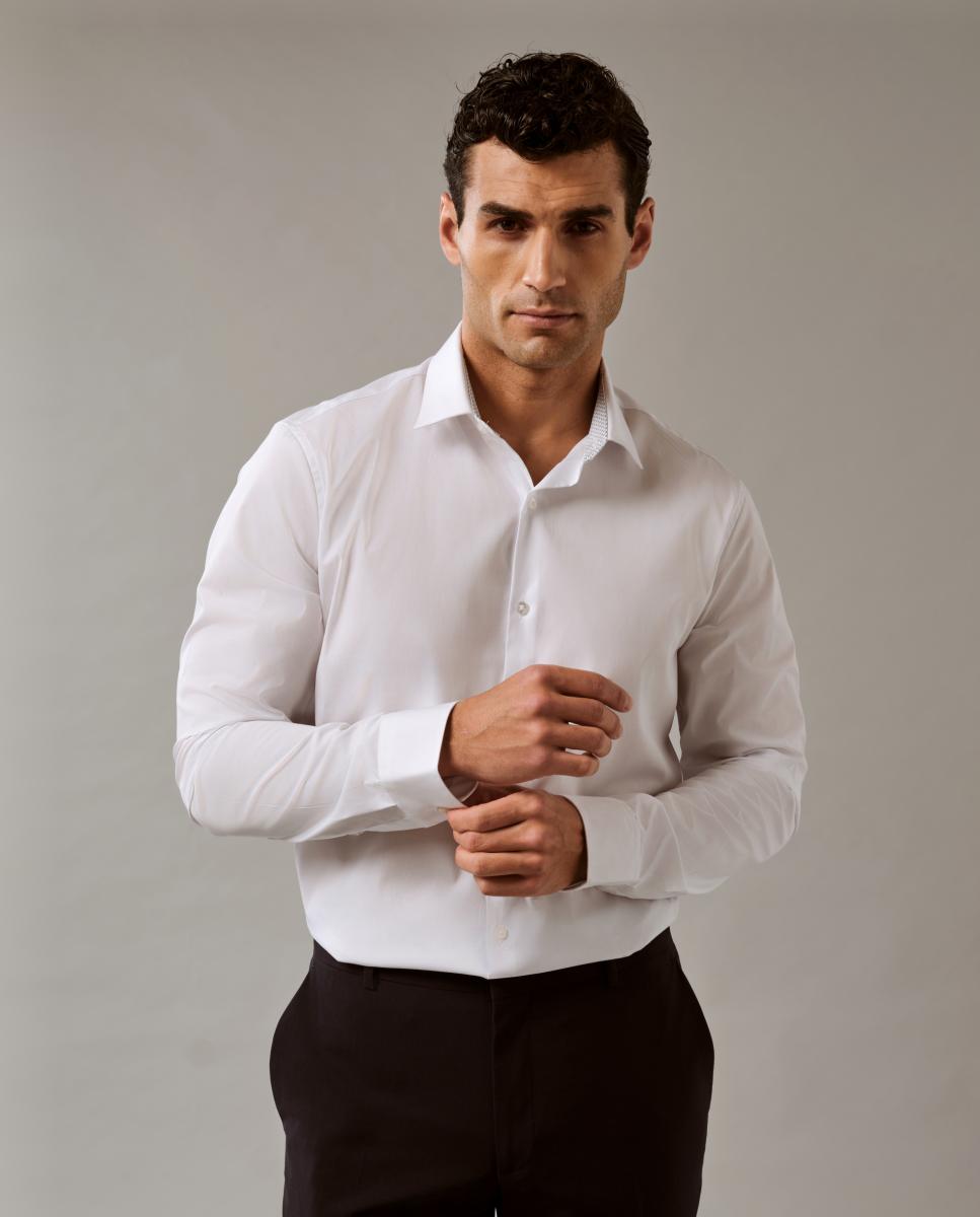 Camisa Clássica de Popelina Slim Lisa Branco-4