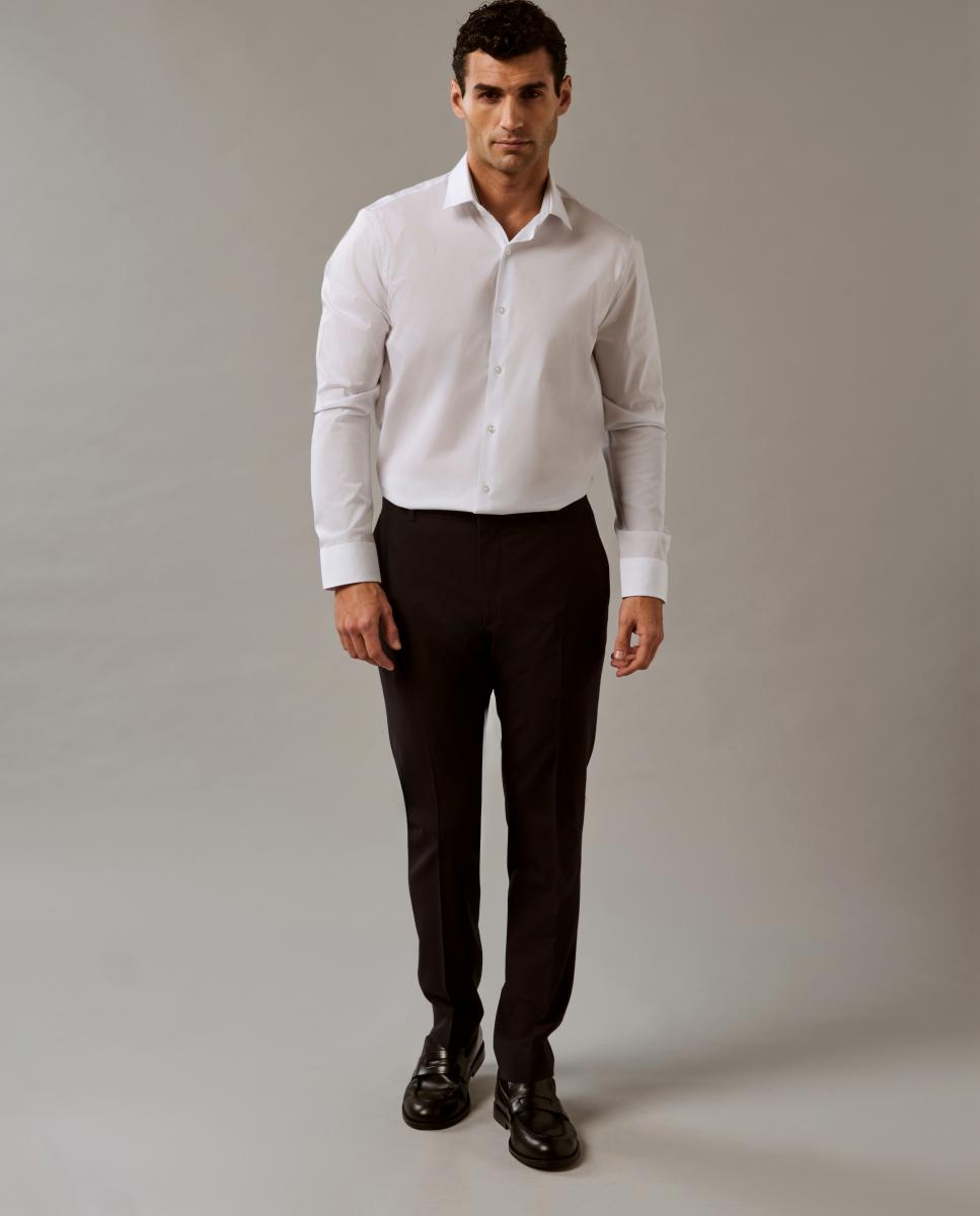 Camisa Clássica de Popelina Slim Lisa Branco-5