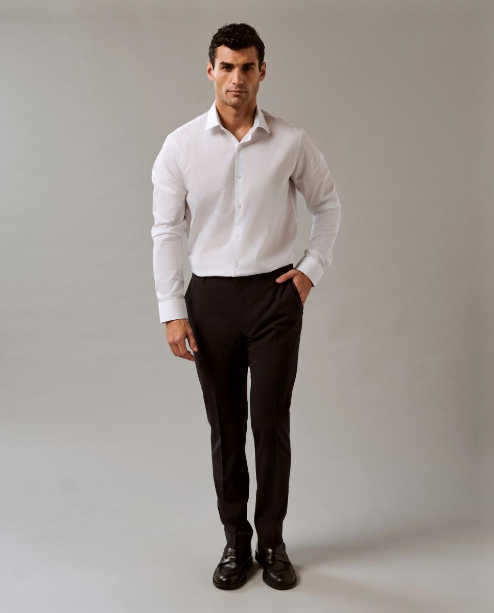 Camisa Clássica de Popelina Slim Lisa Branco-7