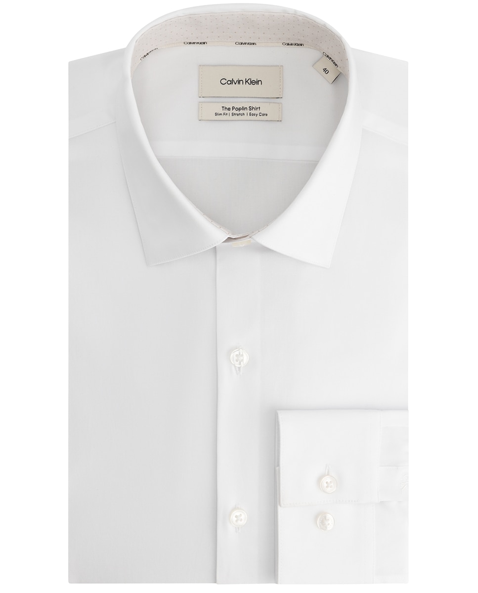 Camisa Clássica de Popelina Slim Lisa Branco-6