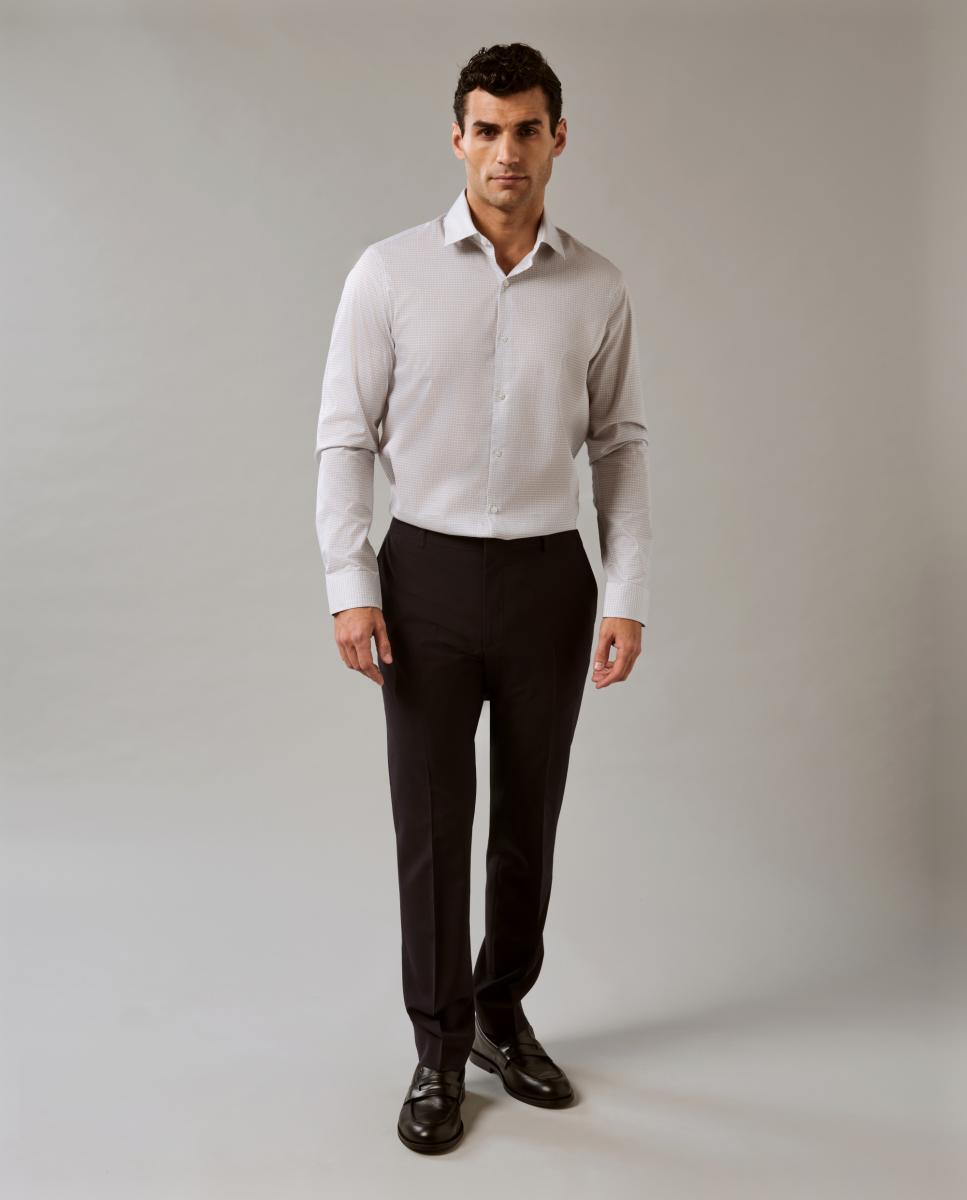 Camisa de Popelina Elástica Slim Fit Cinzento-claro-5