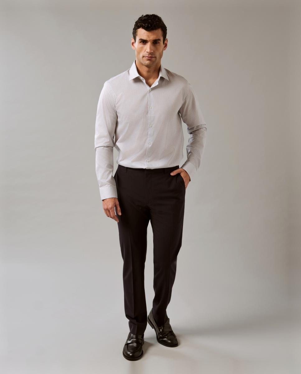 Camisa de Popelina Elástica Slim Fit Cinzento-claro-9