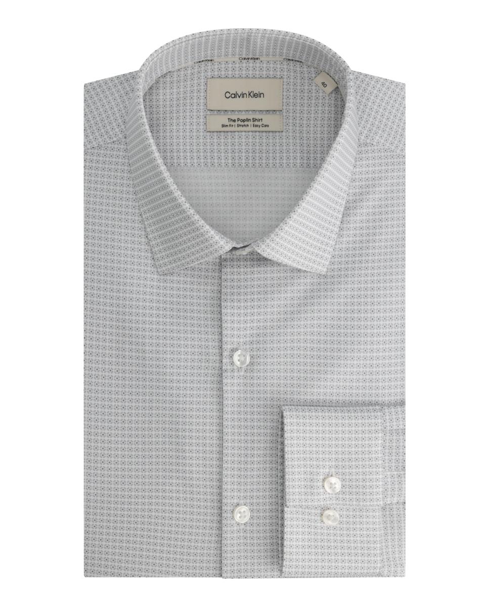 Camisa de Popelina Elástica Slim Fit Cinzento-claro-6