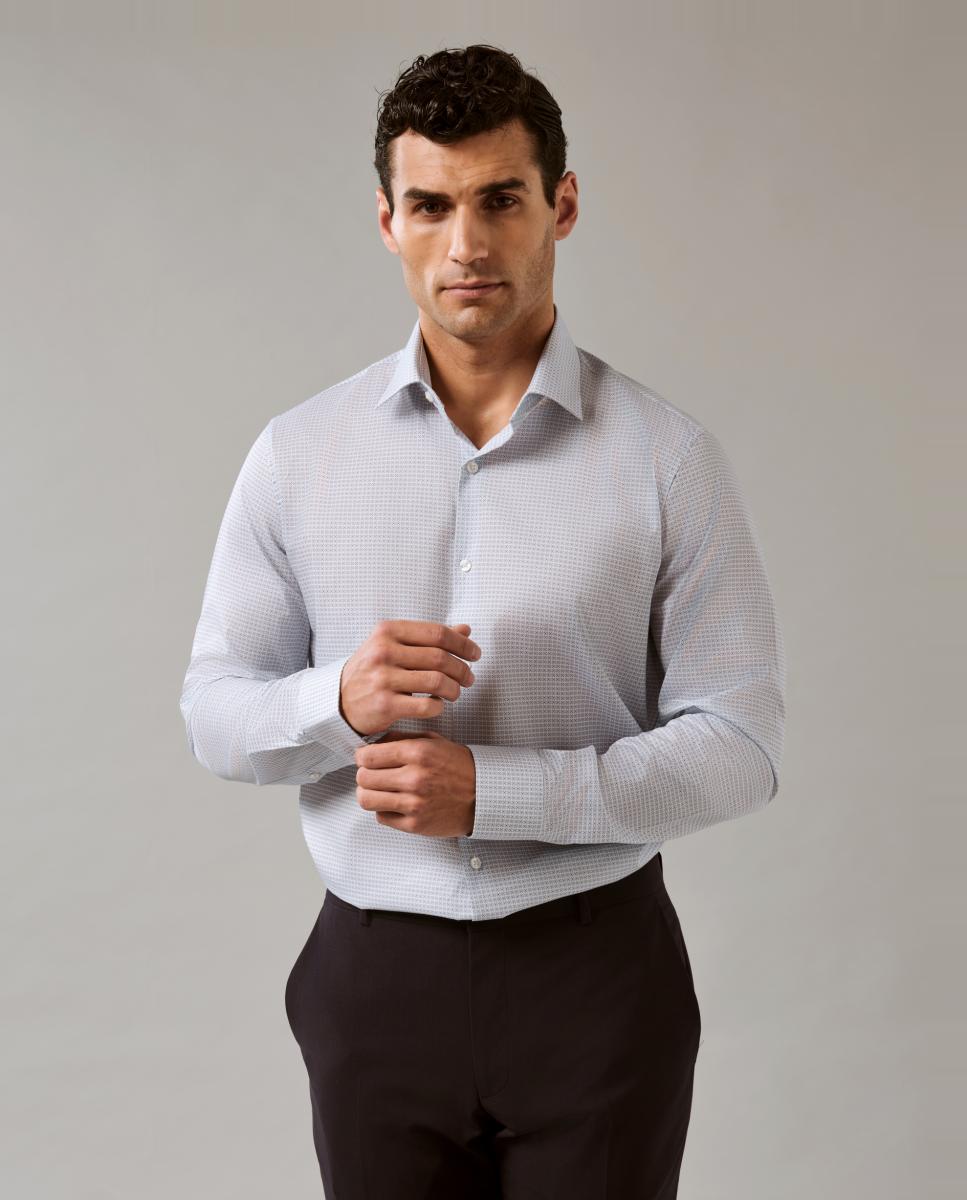Camisa de Popelina Elástica Slim Fit Azul-claro-3