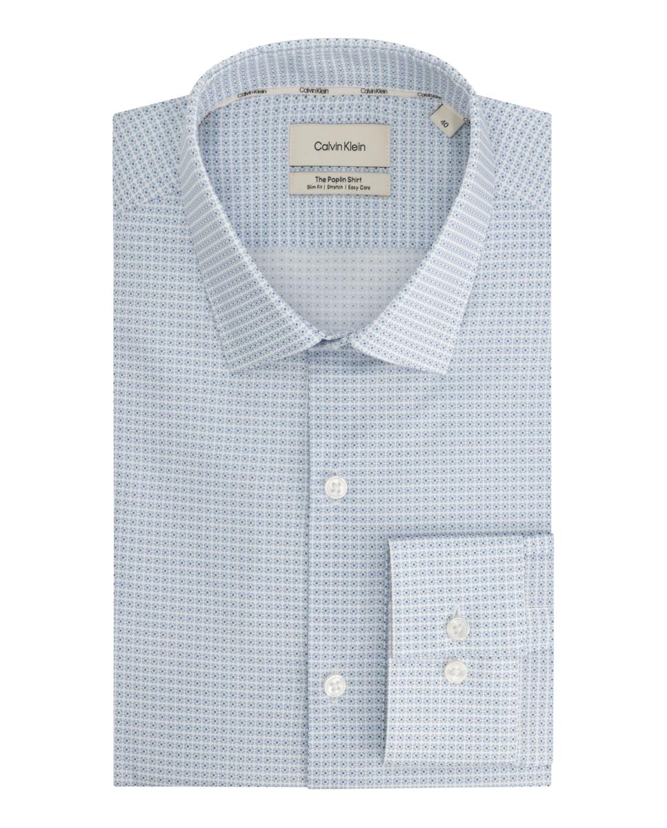 Camisa de Popelina Elástica Slim Fit Azul-claro-6
