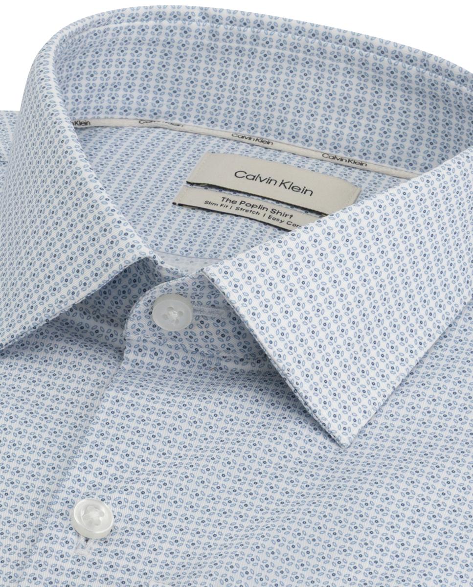 Camisa de Popelina Elástica Slim Fit Azul-claro-7