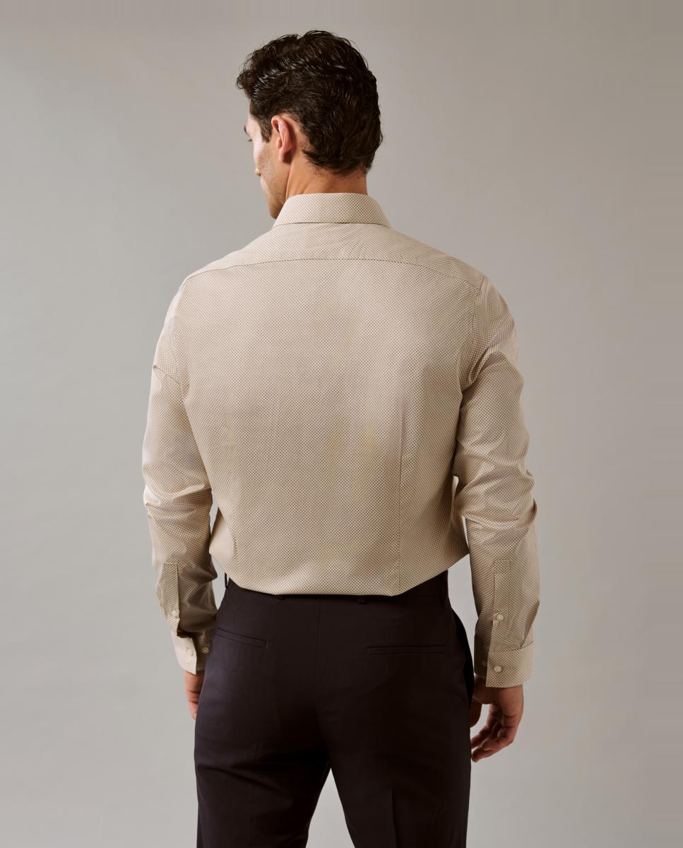 Camisa com Gola Elástica Justa Taupe-2