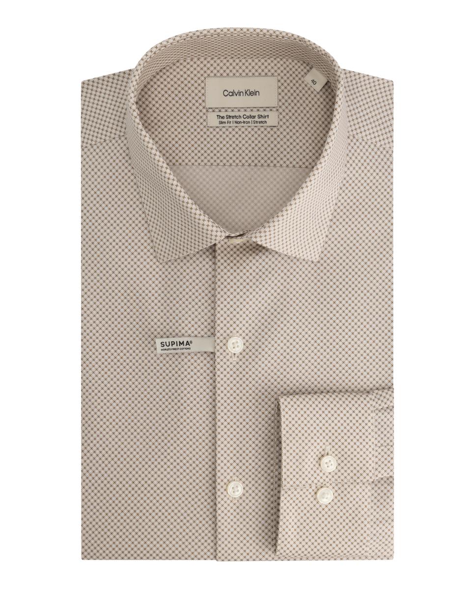 Camisa com Gola Elástica Justa Taupe-7