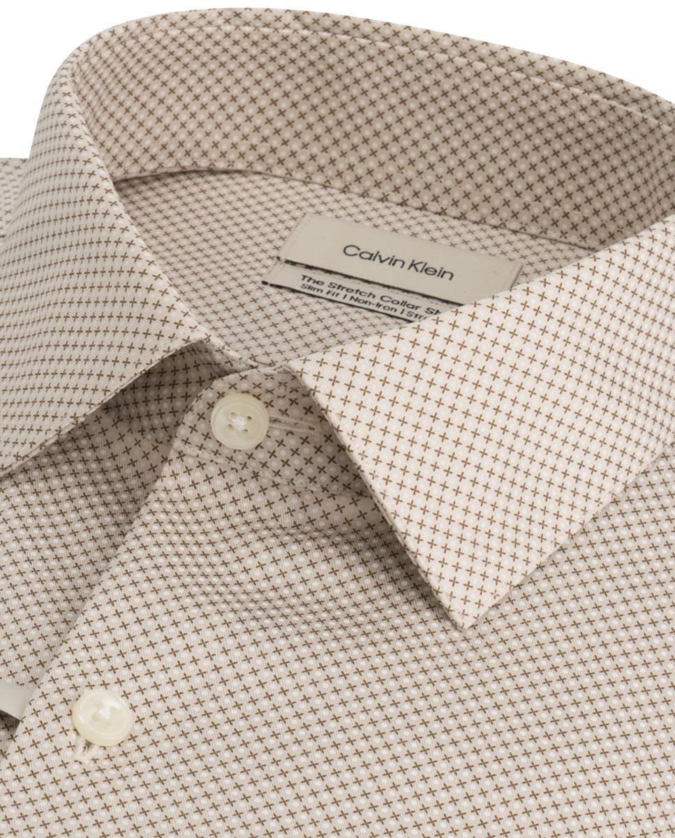 Camisa com Gola Elástica Justa Taupe-8