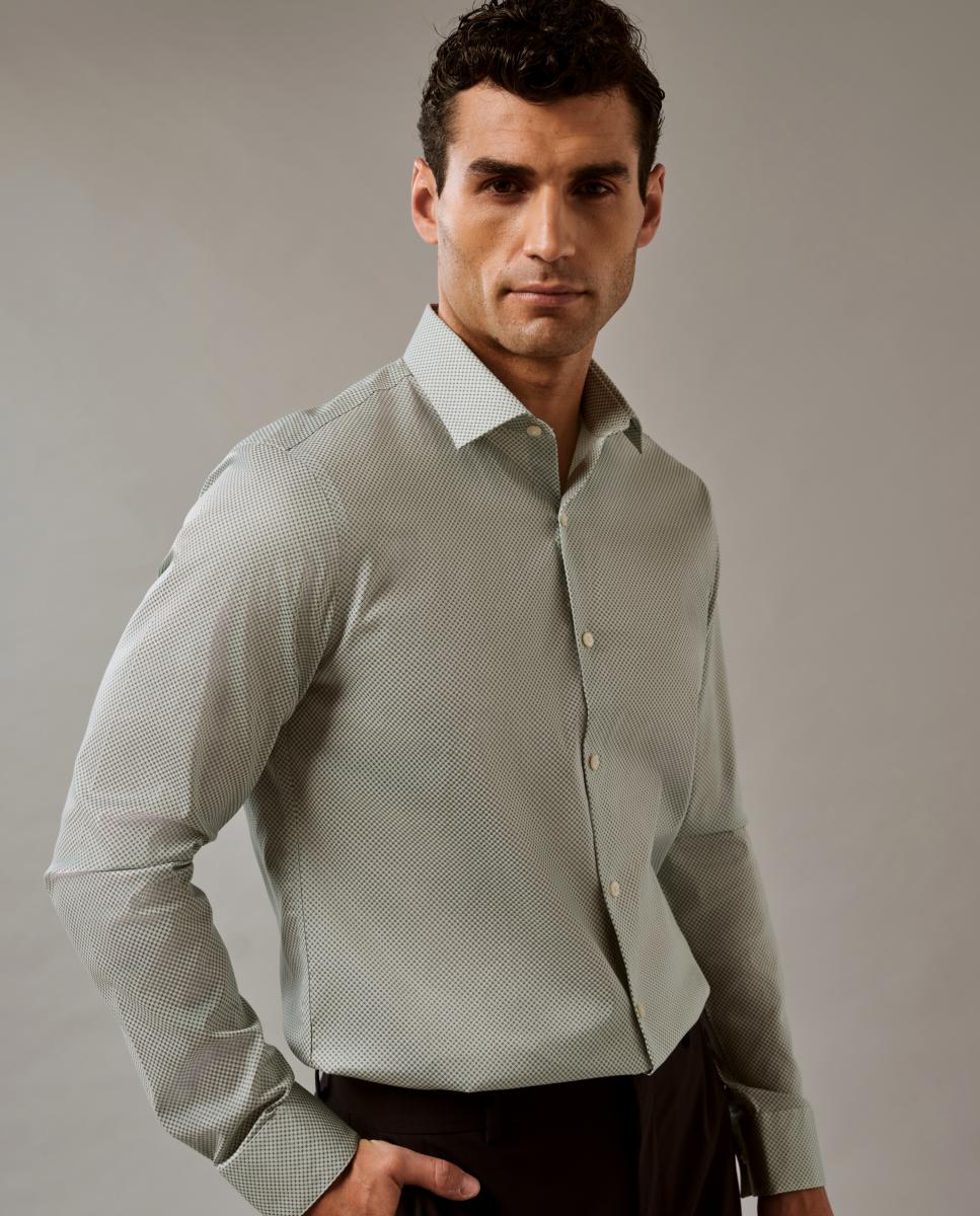Camisa com Gola Elástica Justa Verde-claro-4