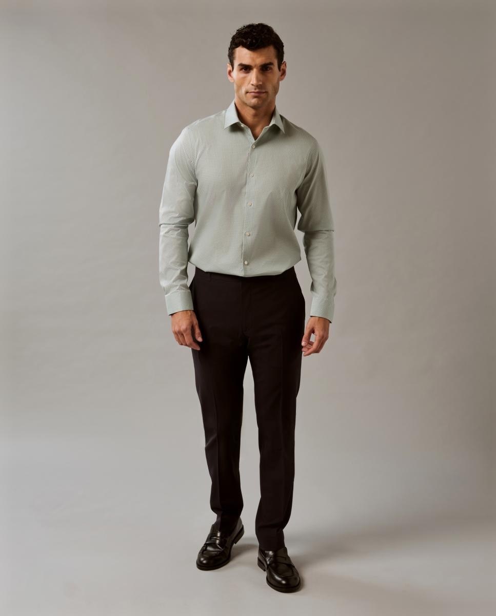 Camisa com Gola Elástica Justa Verde-claro-5