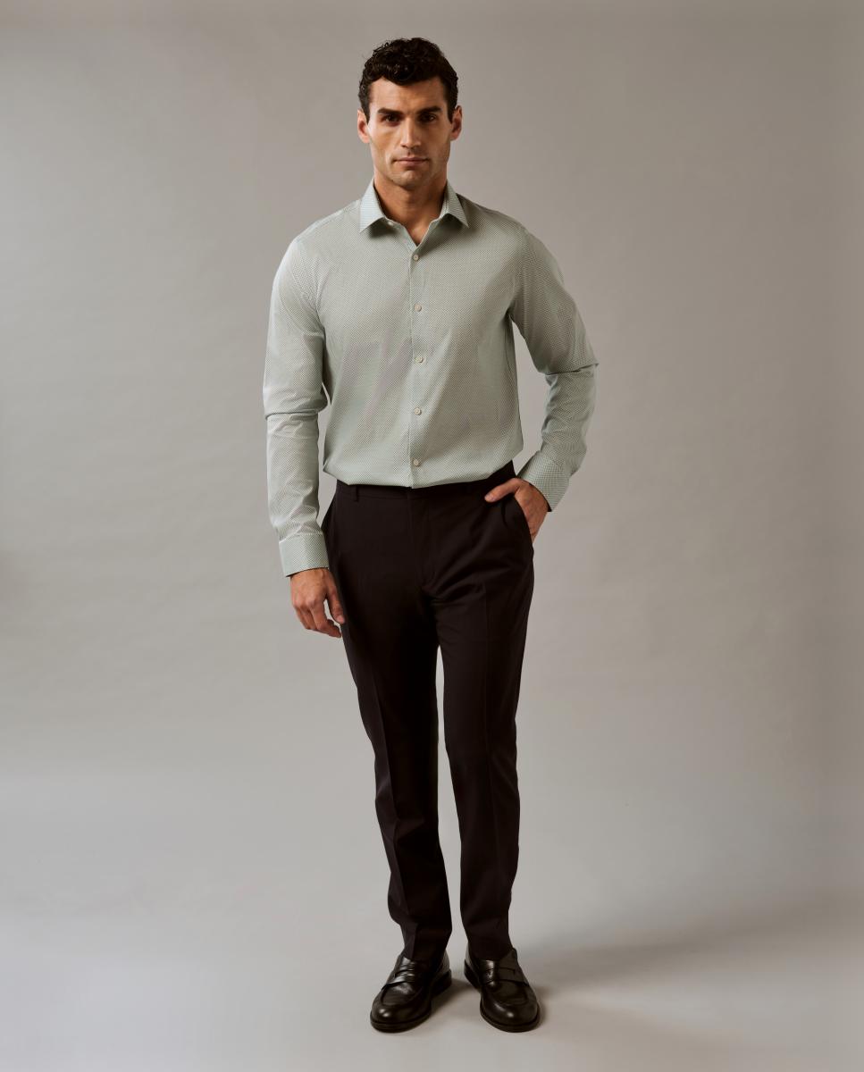 Camisa com Gola Elástica Justa Verde-claro-9