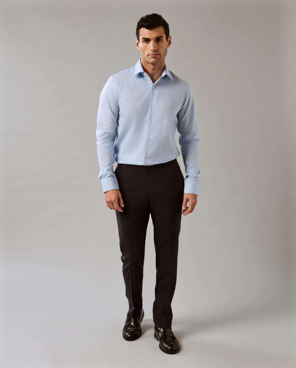Camisa Slim Fit de Sarja Azul-claro-3