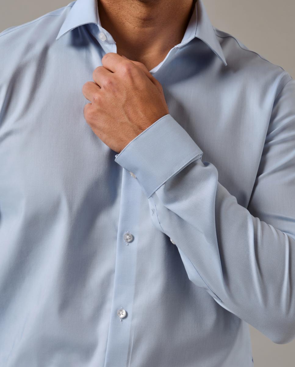 Camisa Slim Fit de Sarja Azul-claro-6