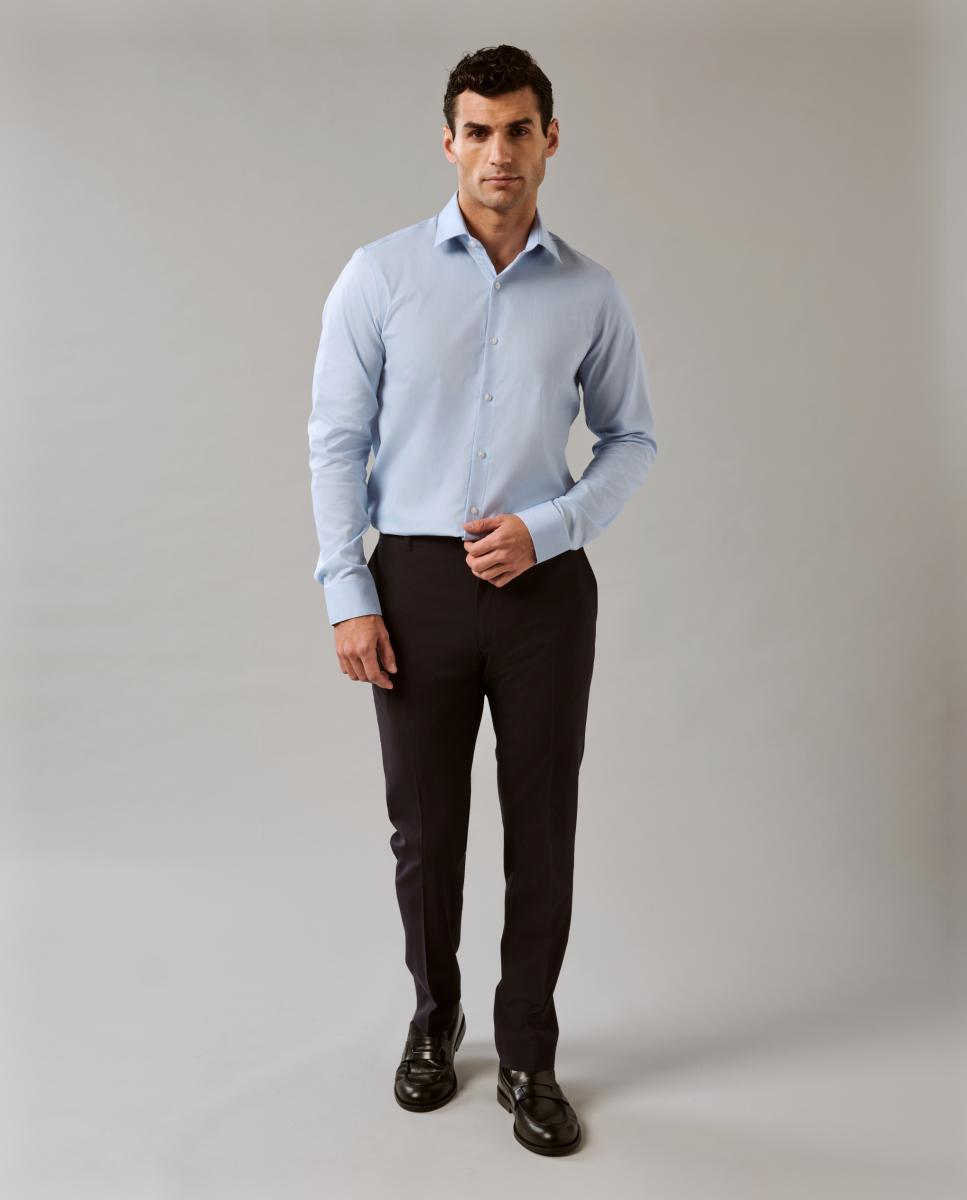 Camisa Slim Fit de Sarja Azul-claro-9
